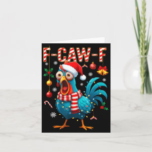 Funny F-caw-f Christmas Chicken Xmas Lights Santa  Card
