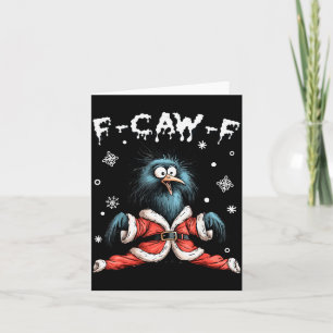 Funny F-caw-f Christmas Crow Santa Xmas Light Blac Card