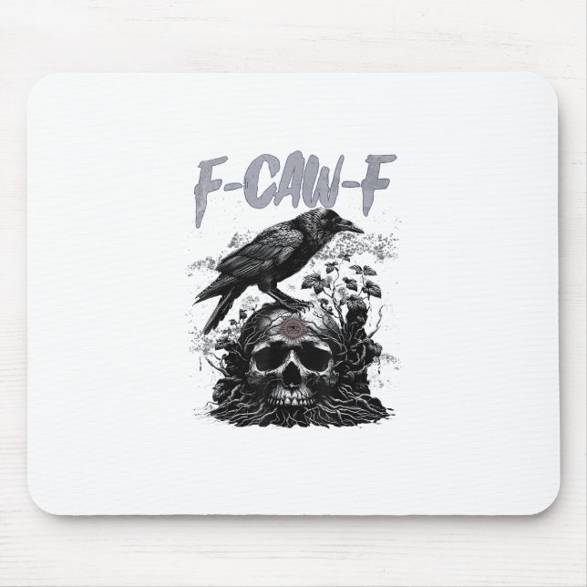 Funny F-Caw-F Crow Funny Halloween Retro Classic Mouse Mat (Front)