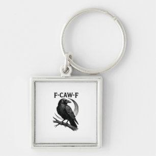 Funny F-Caw-F Crow Retro Graphic Key Ring