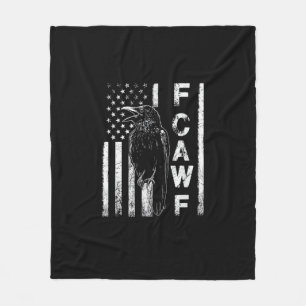 Funny F Caw F Crow With USA Flag Fleece Blanket