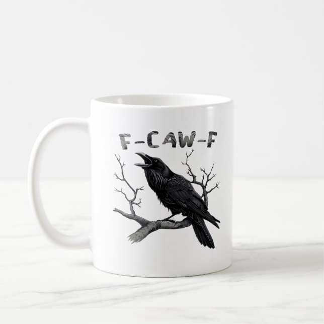 Funny F-Caw-F Gothic Crow Humour Essential Coffee Mug (Left)