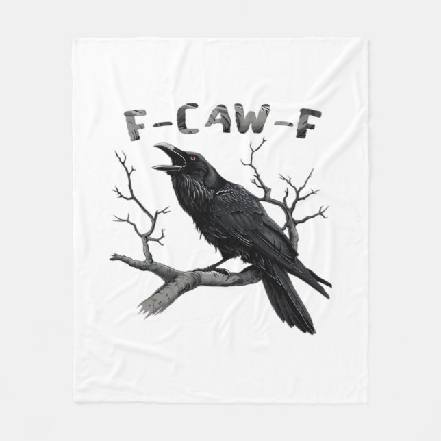 Funny F-Caw-F Gothic Crow Humour Essential Fleece Blanket (Front)