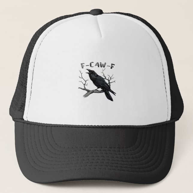 Funny F-Caw-F Gothic Crow Humour Essential Trucker Hat (Front)