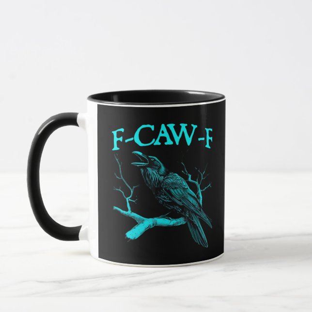 Funny F-Caw-F Humour Crow Gothic Mug (Left)