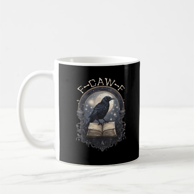 Funny F-Caw-F Raven Bird Saying Graphic Retro Clas Coffee Mug (Left)