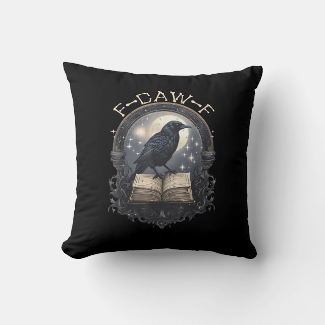 Funny F-Caw-F Raven Bird Saying Graphic Retro Clas Cushion (Front)