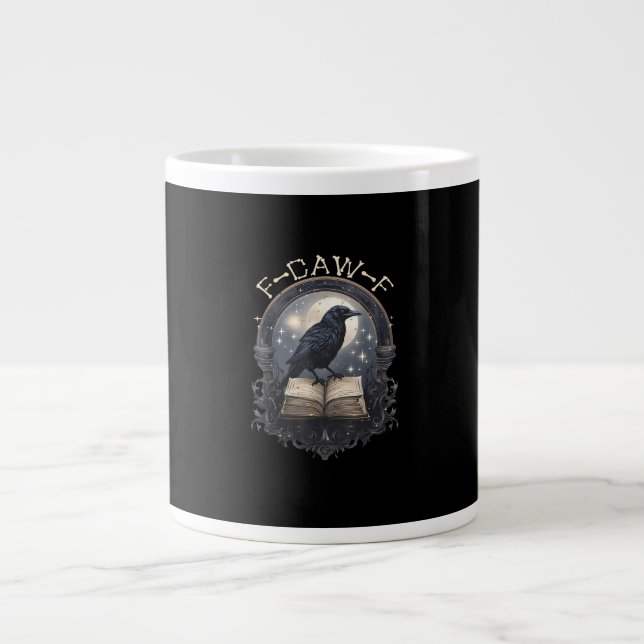 Funny F-Caw-F Raven Bird Saying Graphic Retro Clas Large Coffee Mug (Front)