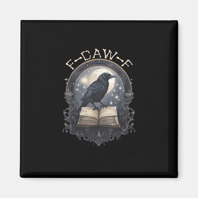 Funny F-Caw-F Raven Bird Saying Graphic Retro Clas Magnet (Front)