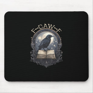 Funny F-Caw-F Raven Bird Saying Graphic Retro Clas Mouse Mat