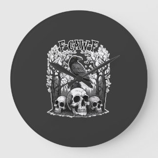 Funny F Caw F Raven Halloween Large Clock