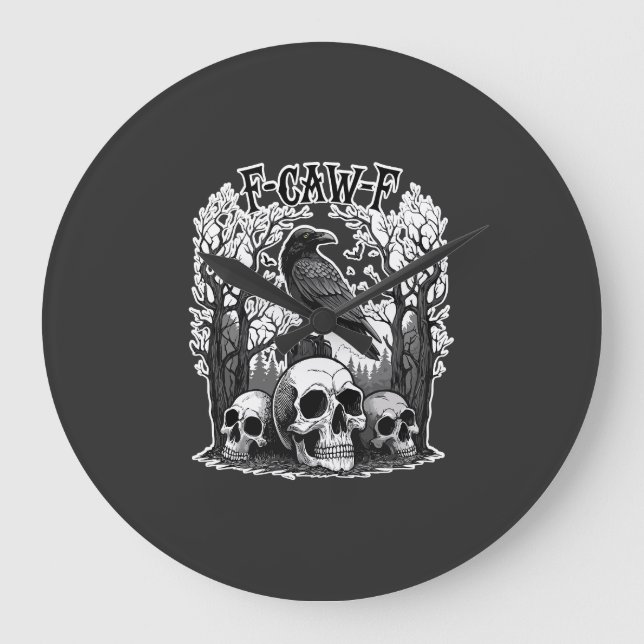 Funny F Caw F Raven Halloween Large Clock (Front)