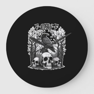 Funny F Caw F Raven Halloween Large Clock