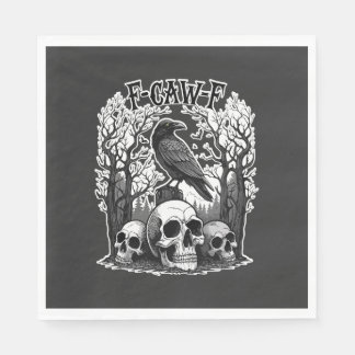 Funny F Caw F Raven Halloween Napkin