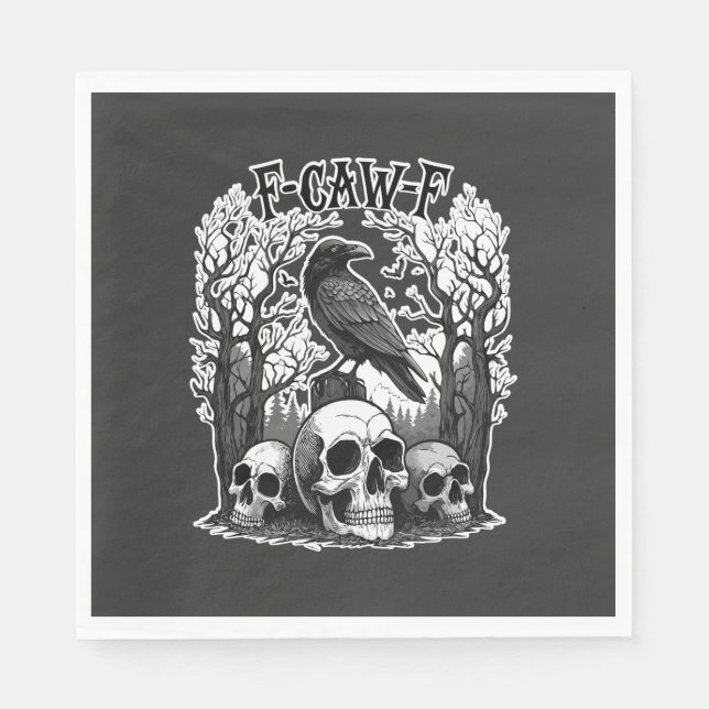 Funny F Caw F Raven Halloween Napkin (Front)