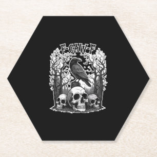 Funny F Caw F Raven Halloween Paper Coaster