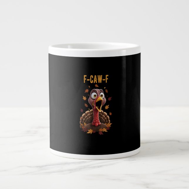 Funny F-Caw-F Turkey Bird F-Caw-F Graphic Large Coffee Mug (Front)