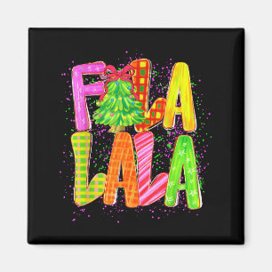 Funny Fa La La Coquette Bow Checkered Christmas Tr Magnet