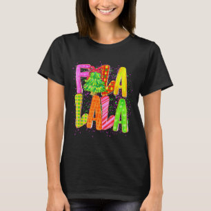 Funny Fa La La Coquette Bow Checkered Christmas Tr T-Shirt