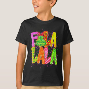 Funny Fa La La Coquette Bow Checkered Christmas Tr T-Shirt