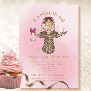 Funny Fabulous 60 Blush Gold Ethnic 60th Birthday Invitation