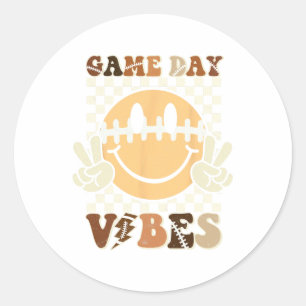 Funny Face American Football Game Day Vibes Sport Classic Round Sticker