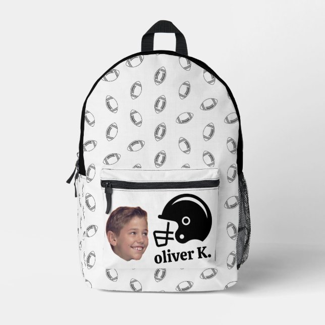Funny face |Back to School Photo Footbal Backpack  (Front)