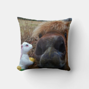 Funny Face Brown horse & Easter Bunny Cushion