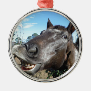 Funny Face brown horse Metal Tree Decoration