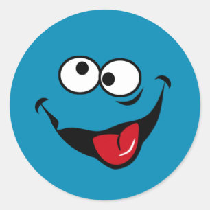 Funny face cartoon blue background classic round sticker
