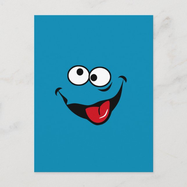 Funny face cartoon blue background postcard (Front)