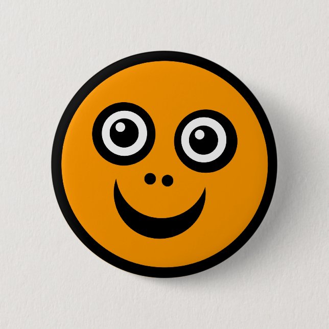 Funny Face (colour me) - Orange 6 Cm Round Badge (Front)