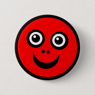 Funny Face (colour me) - Red 6 Cm Round Badge