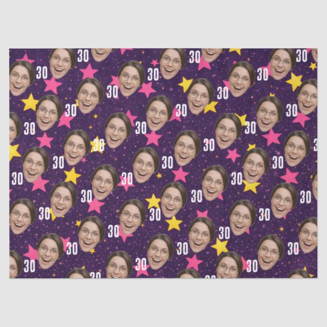 Funny Face Customiized Photo Pink Party Tissue Paper (Front)