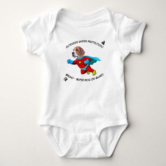 Funny Face | Cute baby Protected by Superdog Funny Bodysuit (Front)
