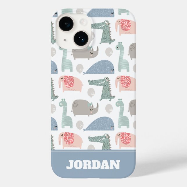 Funny Face Cute Doodle Animal Pattern Case-Mate iPhone Case (Back)