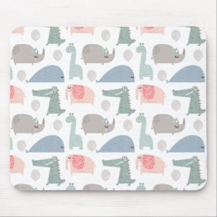 Funny Face Cute Doodle Animal Pattern Mouse Mat