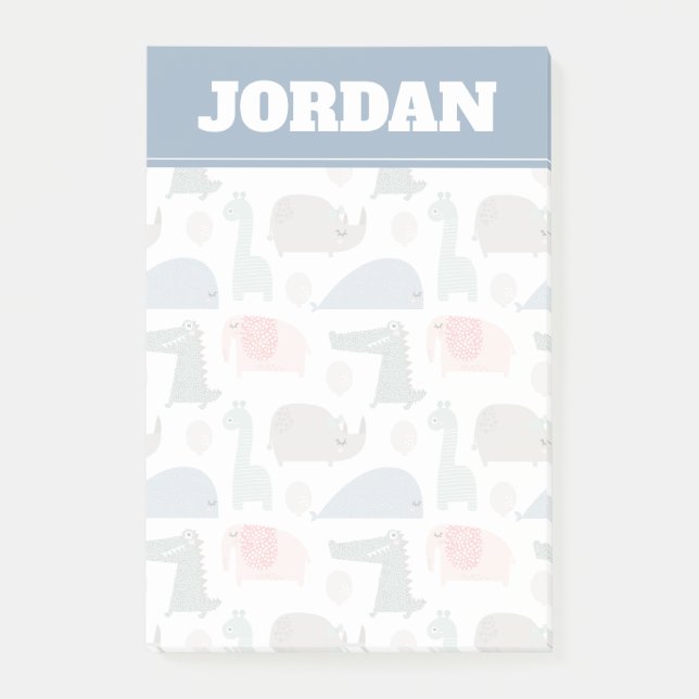 Funny Face Cute Doodle Animal Pattern Post-it Notes (Front)