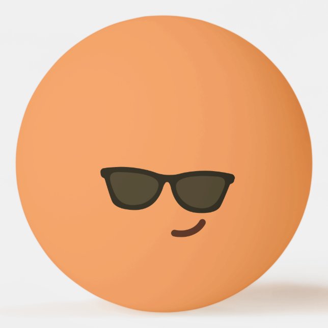 Funny Face. Emoji. Emoticon. Mr Cool! Ping Pong Ball (Back)