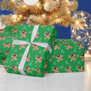 Funny Face Ginger Cookie Merry Christmas Spanish Wrapping Paper