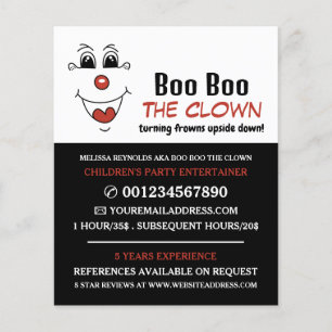 Funny Face, Kids Entertainer, Clown Advertising Flyer