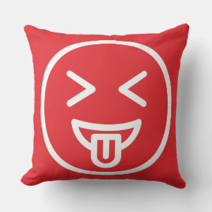 Funny face laughing smiling humour trendy red cute cushion
