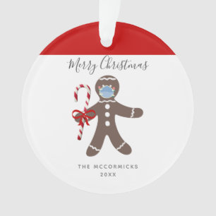 Funny Face Mask Gingerbread Man Personalised Ornament