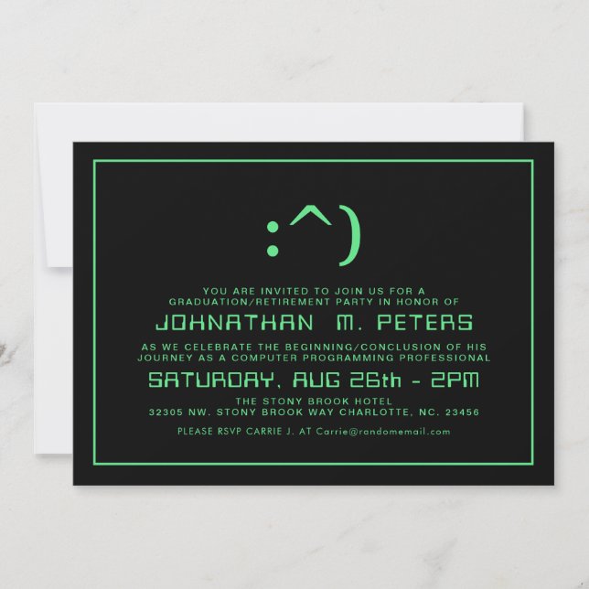 Funny Face Minimal Programmer Graduation Invite (Front)