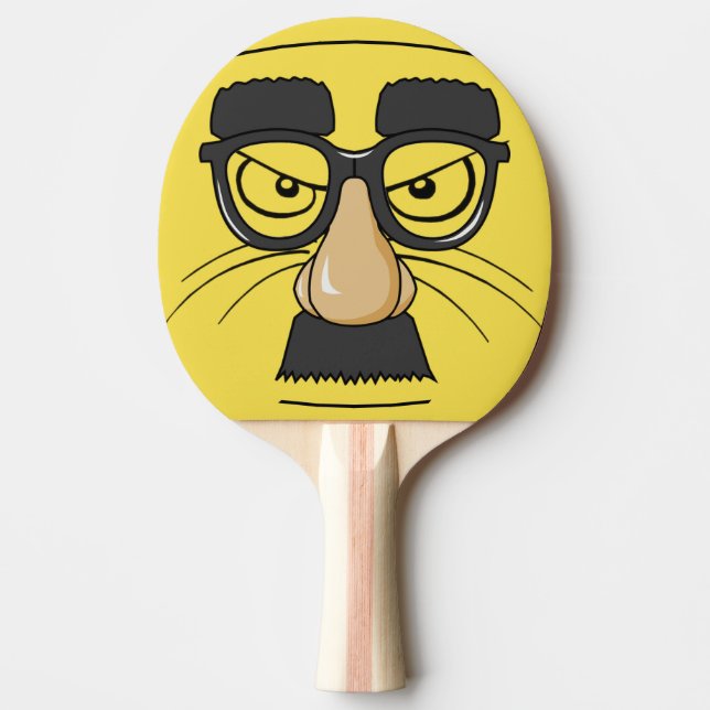 Funny Face Moustached Mask Cat Ping Pong Paddle (Front)