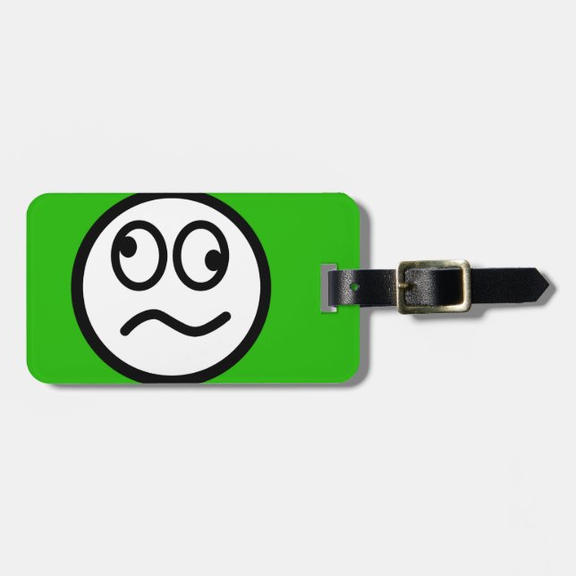 Funny Face on Green Background Luggage Tag (Front Horizontal)