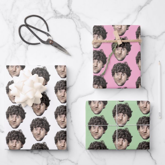 Funny Face or Pet Photo Gift Wrapping Paper Sheet (Front)