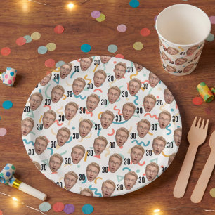Funny Face Personalised Photo Party Paper Plate