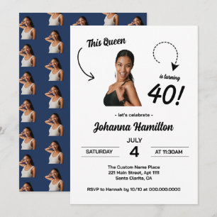 Funny Face Photo 40th Birthday Party Women Invitation