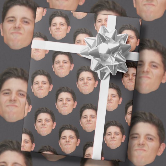 Funny Face Photo Charcoal Gift Wrapping Paper (Creator Uploaded)